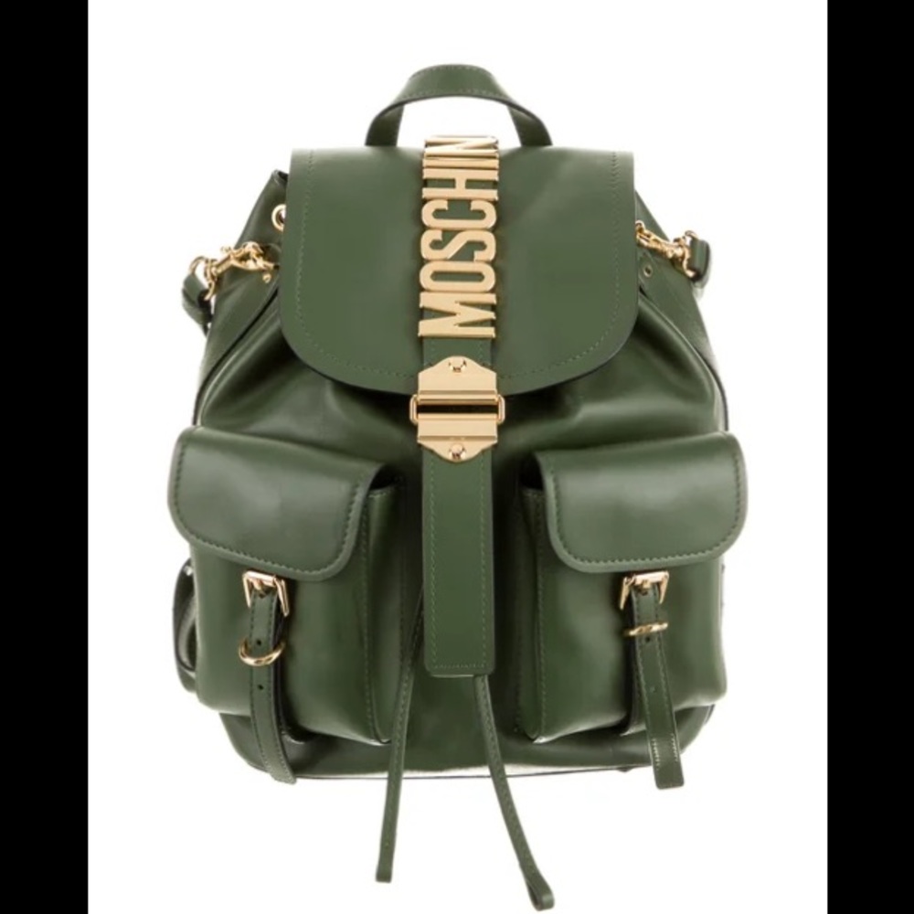 🤩💕NEW, RARE MOSCHINO BACKPACK‼️ BEAUTIFUL GREEN LEATHER💕🤩